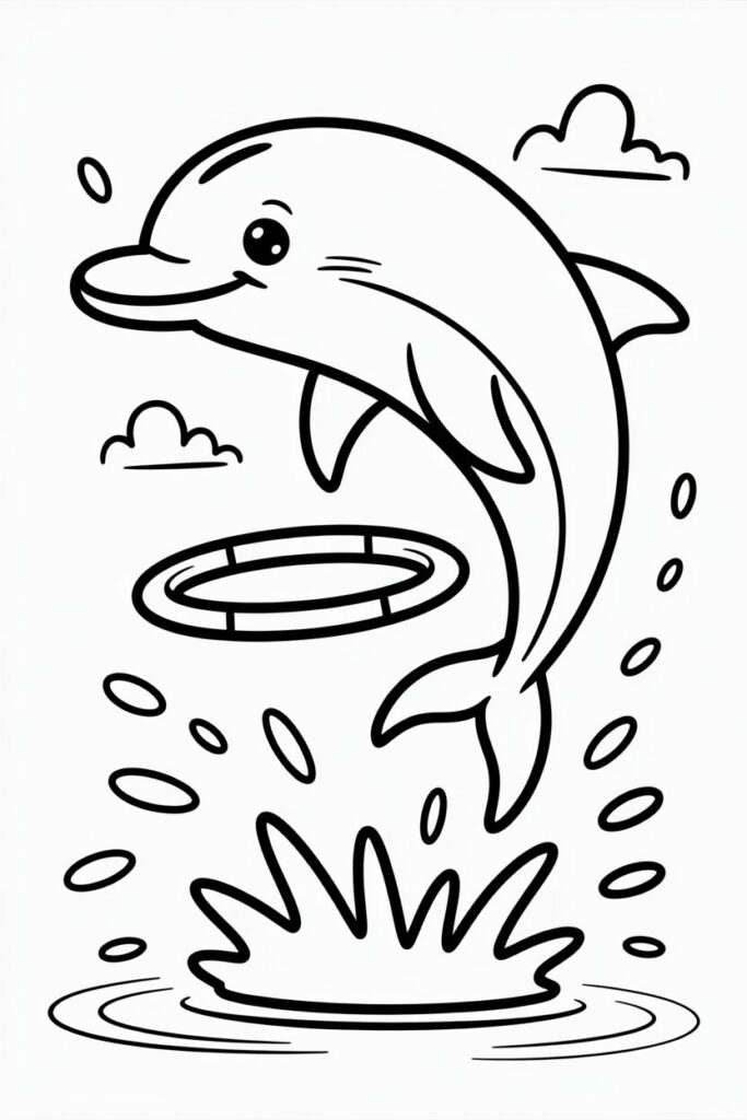 A Fun Dolphin Jumping Through a Hoop