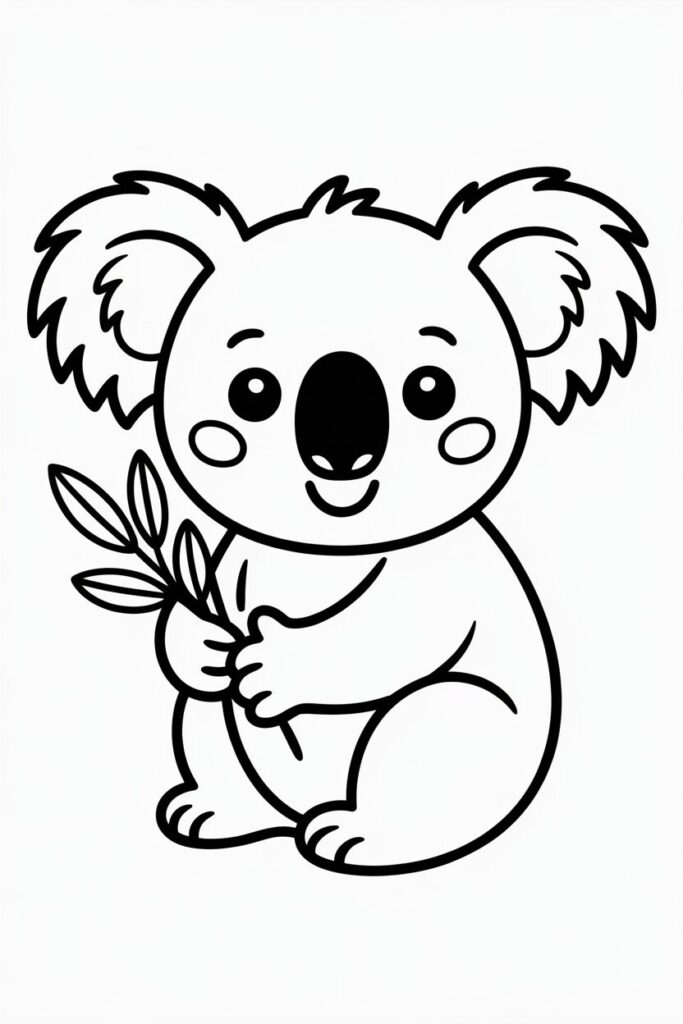 Koala Holding Eucalyptus Leaves