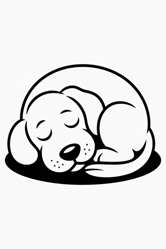 Sweet sleeping puppy – relaxing and easy dog coloring page