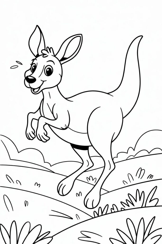 Jumping Kangaroo Coloring Page