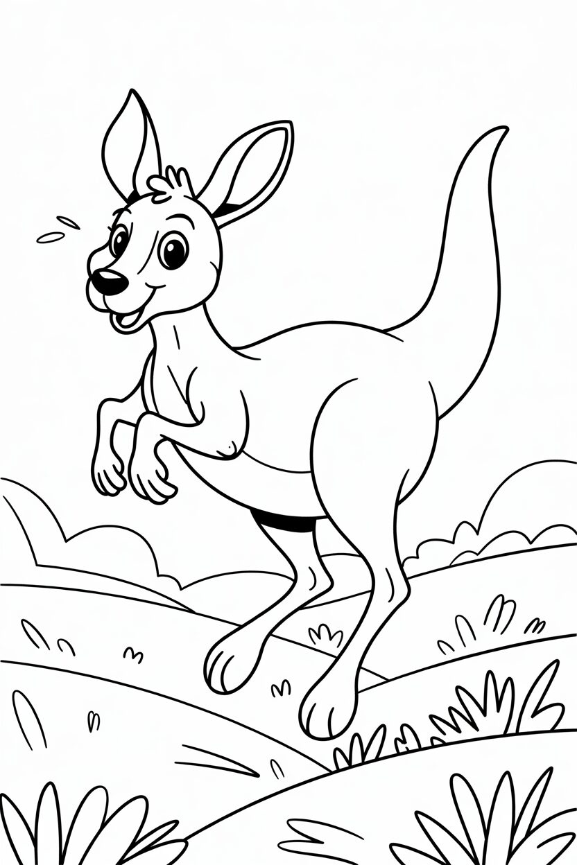 Jumping Kangaroo Coloring Page