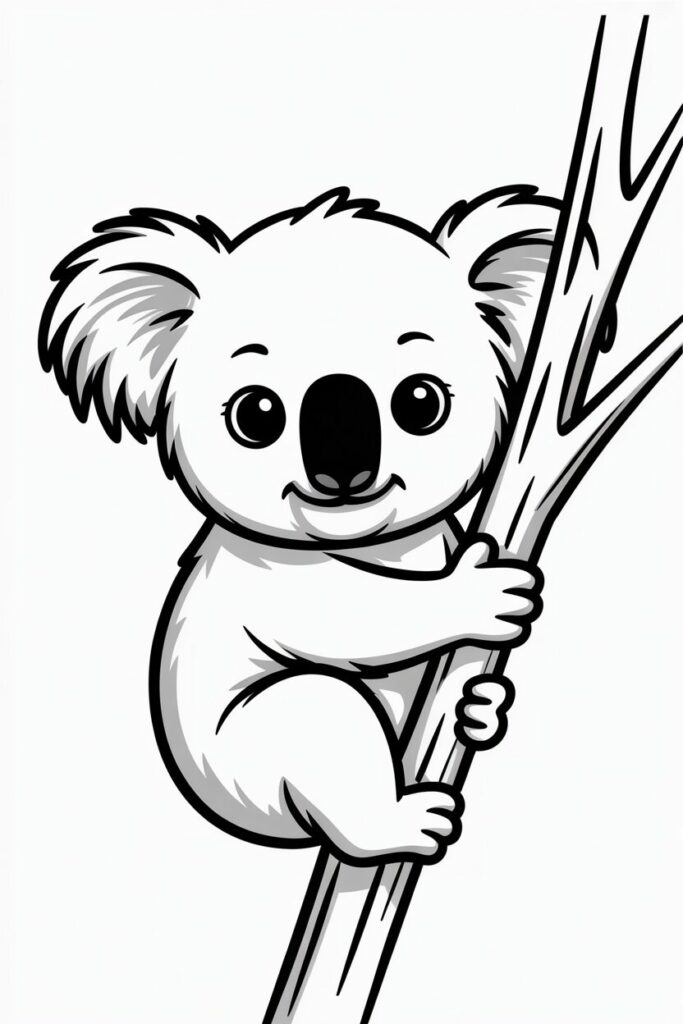Baby Koala Climbing a Tree