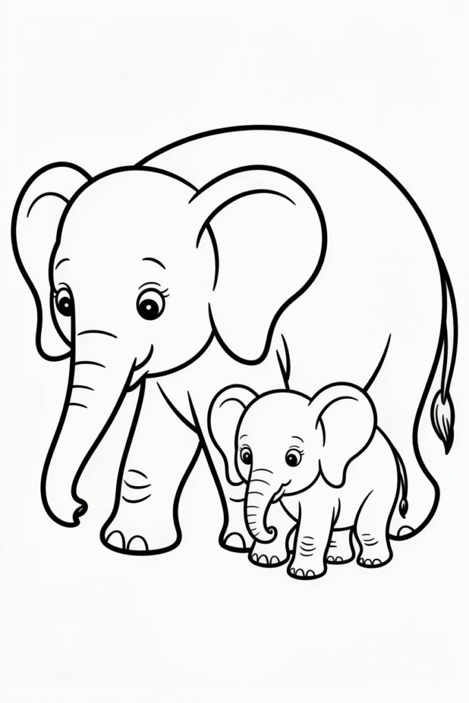 Elephant Family Coloring Page