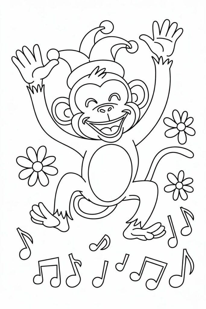 Dancing Monkey with Music Notes