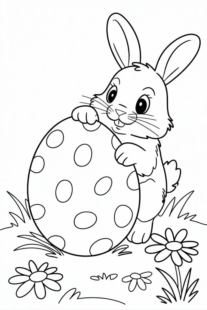 Bunny with Giant Easter Egg Coloring Page