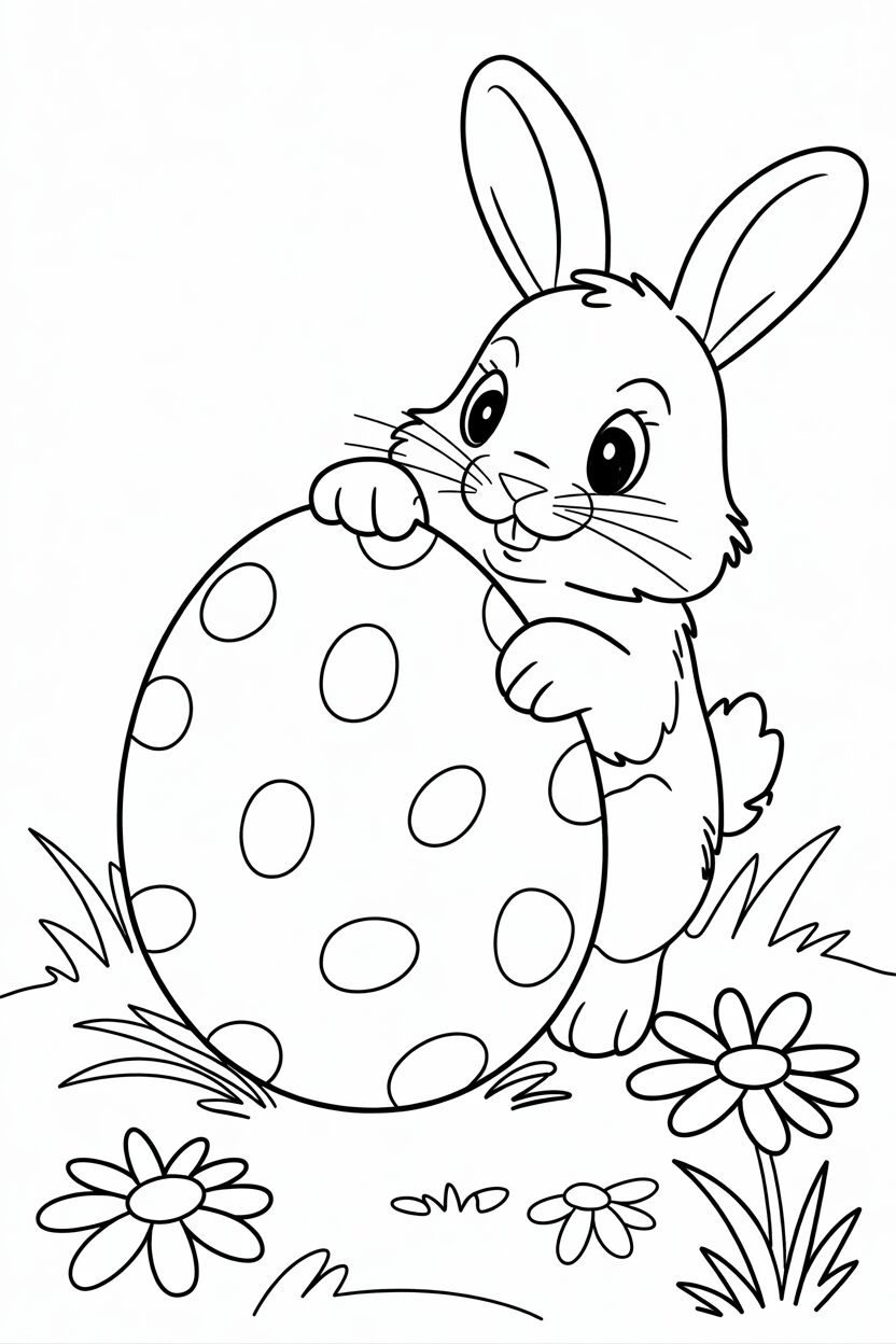 Bunny with Giant Easter Egg Coloring Page