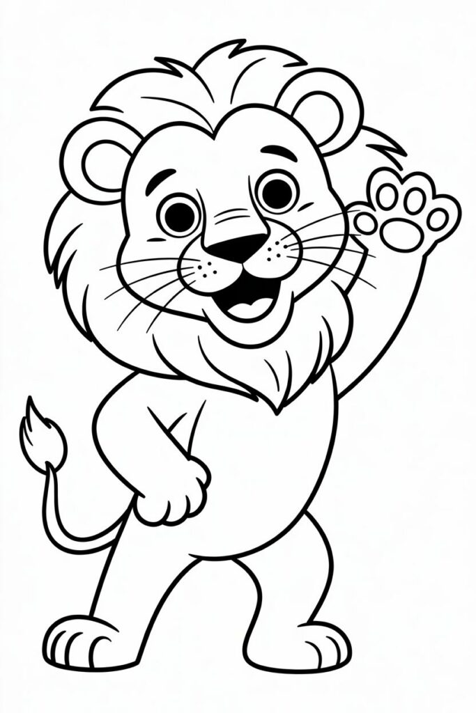 Playful Lion Waving