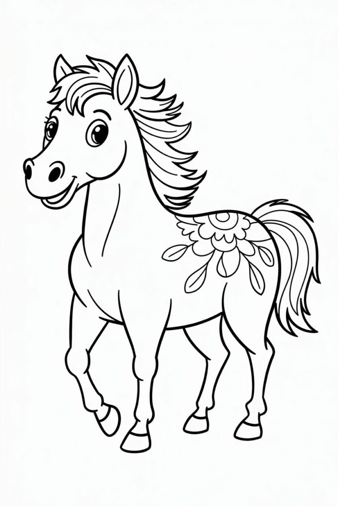 Decorative Horse with Floral Pattern