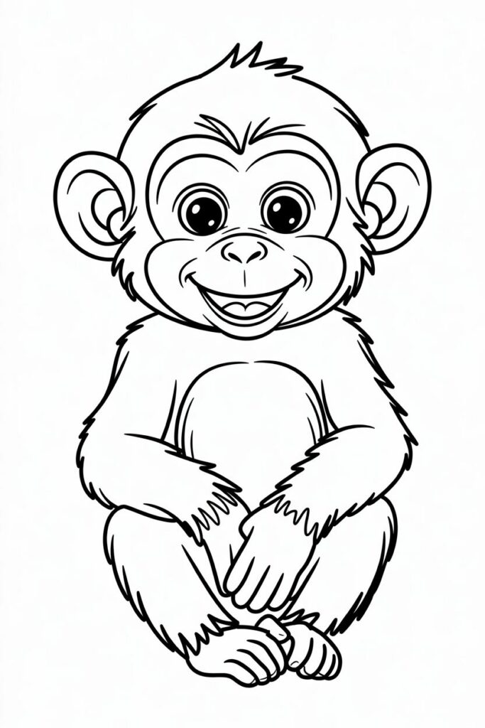 Sitting Baby Monkey Coloring Page